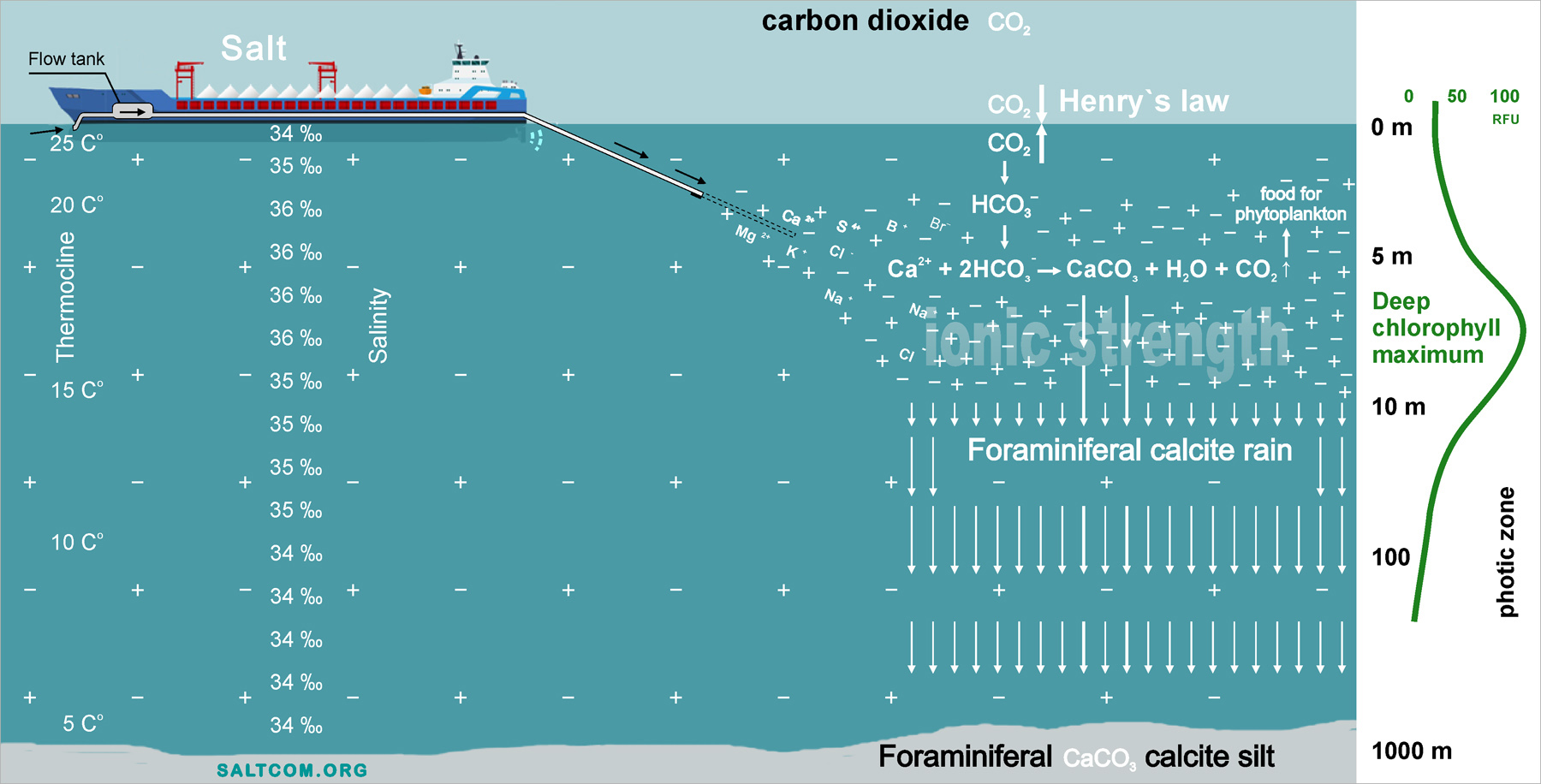 
CO2-Versenkung-Technologie.
 Niederschlag Calcit CaCO3 aus dem Meerwasser.
STOPPEN wir die GLOBALE ERWÄRMUNG!
Kasachische Wissenschaftler haben vorgeschlagen, den Ozean zu salzen
SALTCOM.ORG
